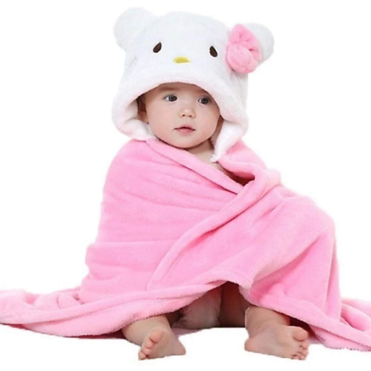 First Kick Baby Hooded Quick Absorb Bath Towels Pack of 2 (0–6 Months, 83 × 80 cm)