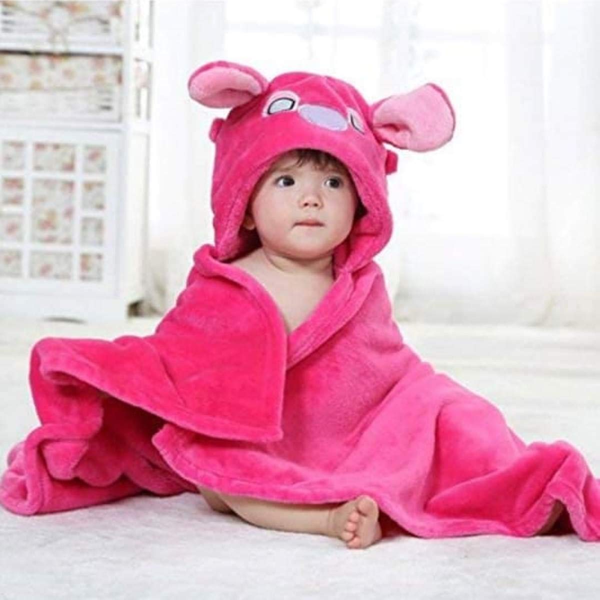 Brandonn Super Soft Baby Blanket & Bathrobe Combo Pack (Yellow/Blue, 0–6 Months, 80 × 80 cm)