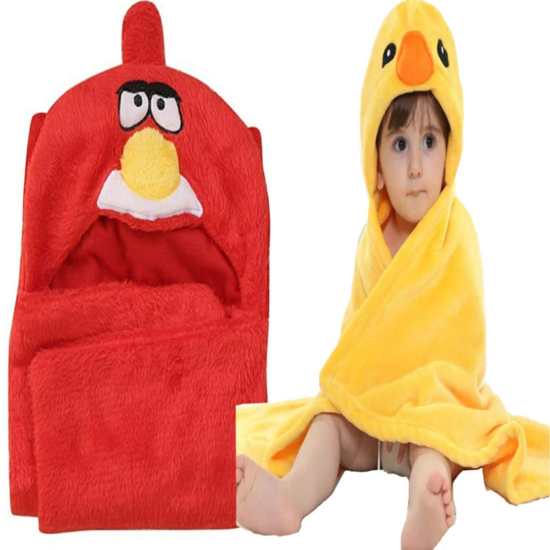 Brandonn Super Soft Baby Blanket & Bathrobe Combo Pack (Yellow/Blue, 0–6 Months, 80 × 80 cm)