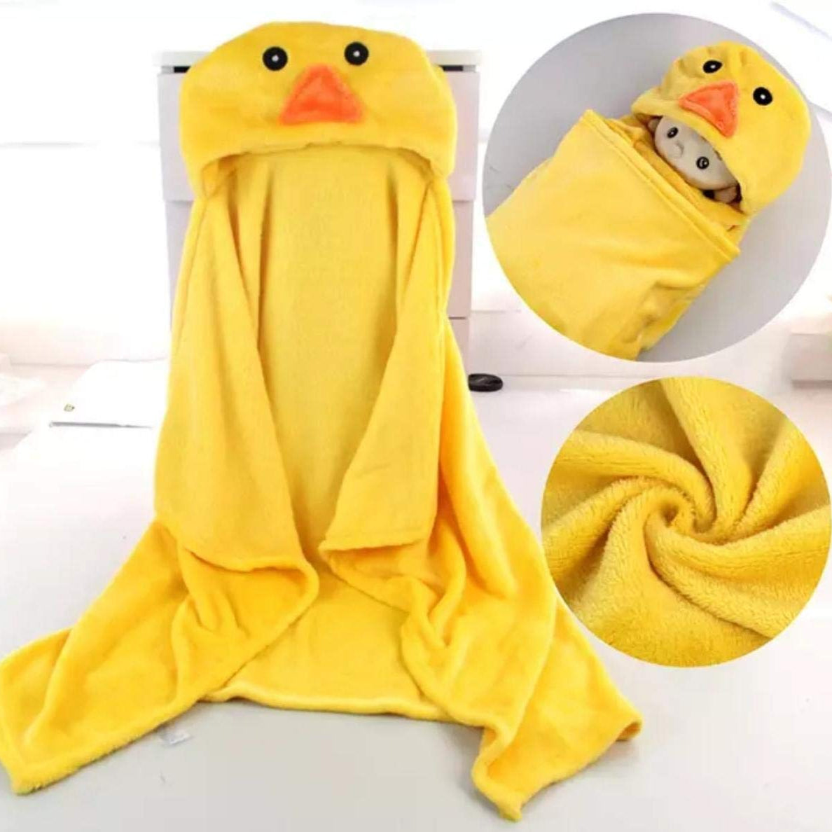Brandonn Super Soft Baby Blanket & Bathrobe Combo Pack (Yellow/Blue, 0–6 Months, 80 × 80 cm)