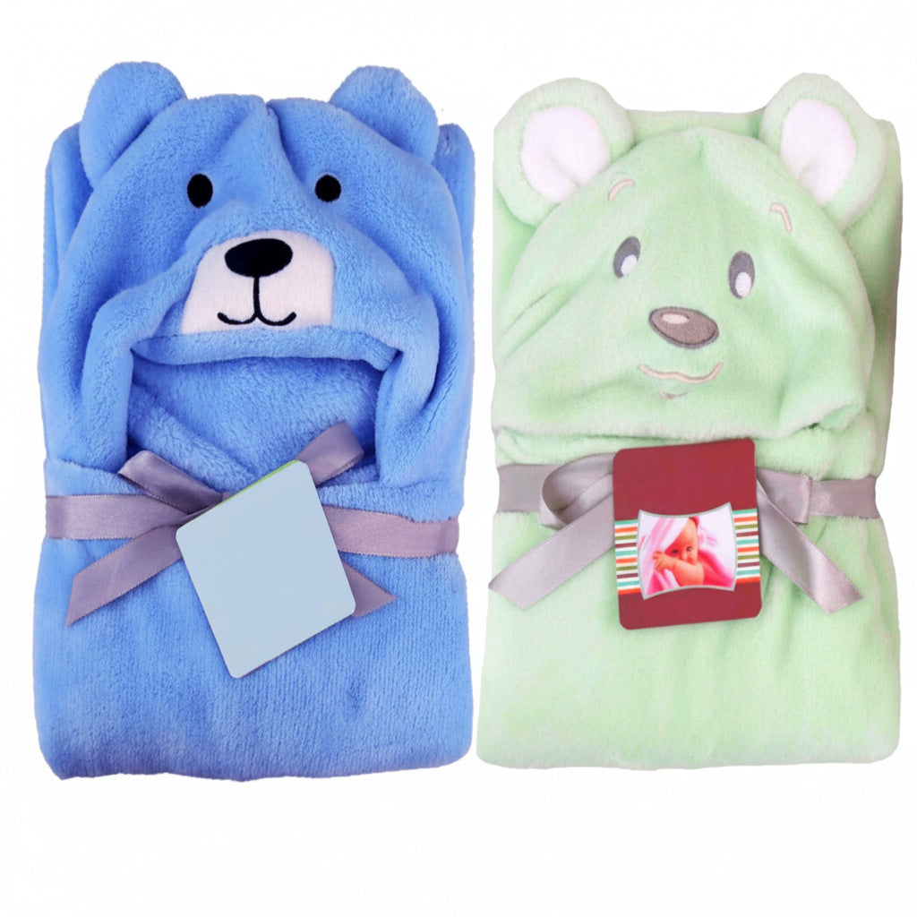First Kick Super Soft Baby Wrapper & Bath Towel Combo Pack of 2 (Blue/Pink, 0–6 Months, 80 × 80 cm)