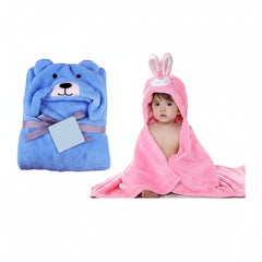 First Kick Super Soft Baby Wrapper & Bath Towel Combo Pack of 2 (Blue/Pink, 0–6 Months, 80 × 80 cm)