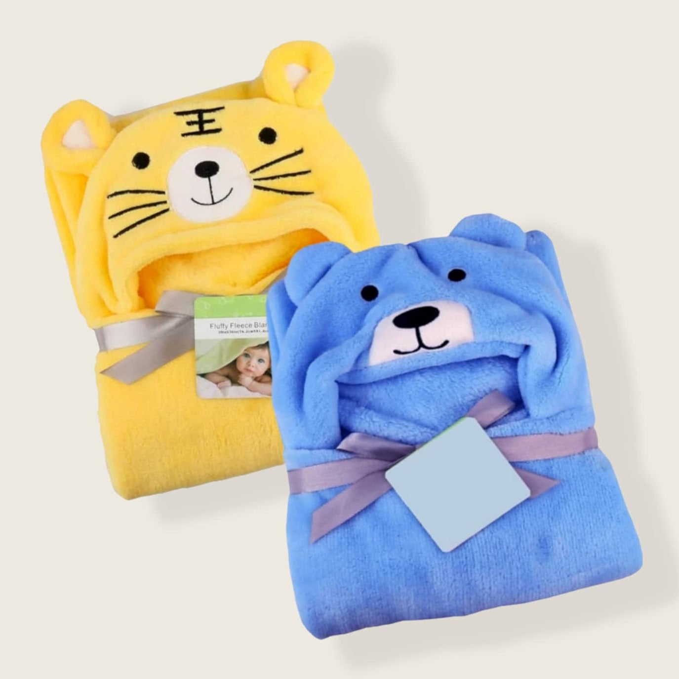 First Kick Super Soft Baby Wrapper & Bath Towel Combo Pack of 2 (Blue/Pink, 0–6 Months, 80 × 80 cm)