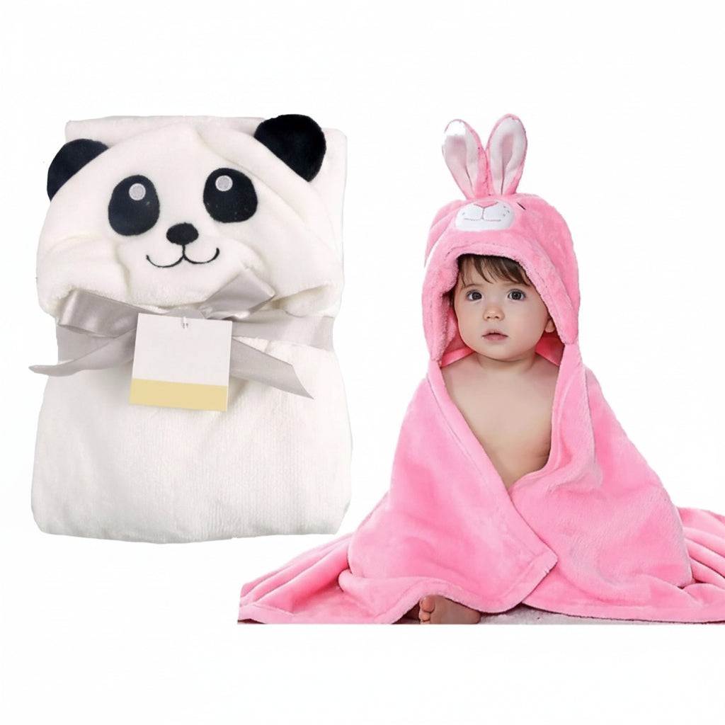 First Kick Super Soft Baby Wrapper & Bath Towel Combo Pack of 2 (Blue/Pink, 0–6 Months, 80 × 80 cm)