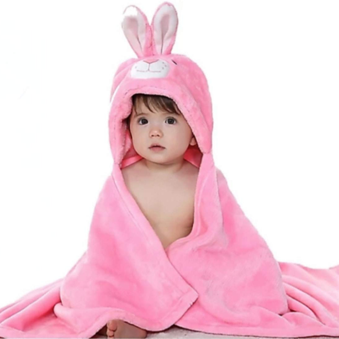 First Kick Super Soft Baby Wrapper & Bath Towel Combo Pack of 2 (Blue/Pink, 0–6 Months, 80 × 80 cm)