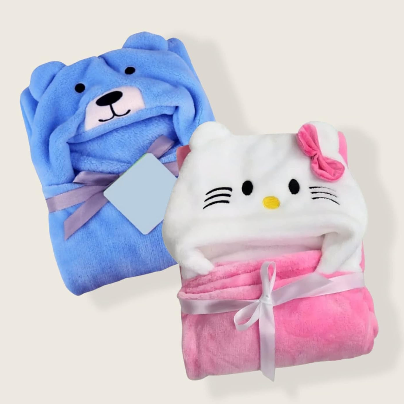 First Kick Super Soft Baby Wrapper & Bath Towel Combo Pack of 2 (Blue/Pink, 0–6 Months, 80 × 80 cm)