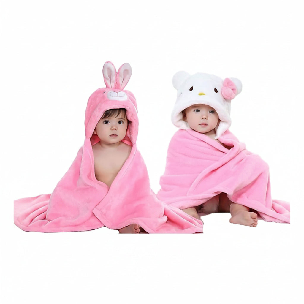 First Kick Super Soft Baby Wrapper & Bath Towel Combo Pack of 2 (Blue/Pink, 0–6 Months, 80 × 80 cm)