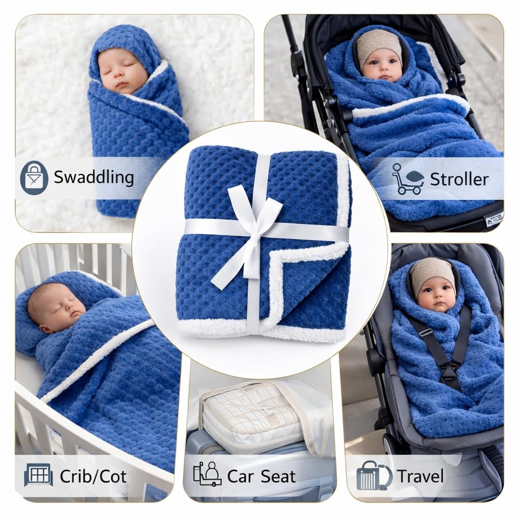 First Kick Premium Flannel Sherpa Baby Blanket (100 × 75 cm, 0–12 Months)