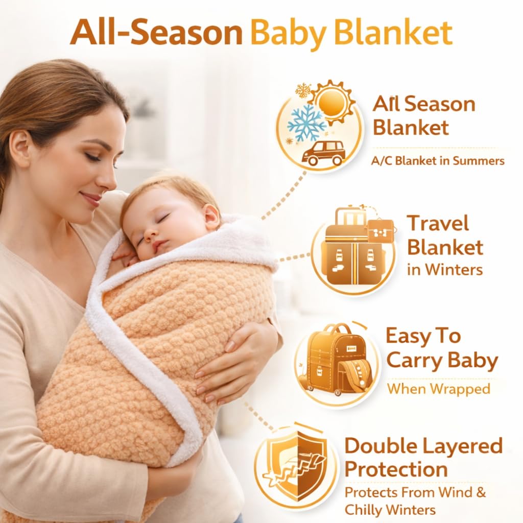First Kick Premium Flannel Sherpa Baby Blanket (100 × 75 cm, 0–12 Months)
