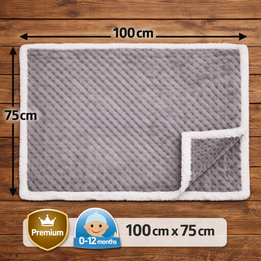 First Kick Premium Flannel Sherpa Baby Blanket (100 × 75 cm, 0–12 Months)