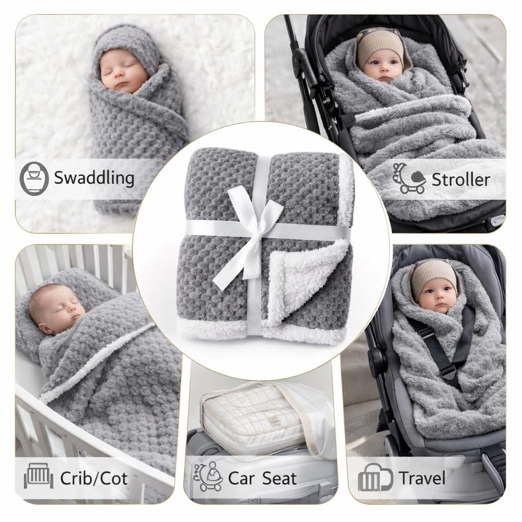 First Kick Premium Flannel Sherpa Baby Blanket (100 × 75 cm, 0–12 Months)
