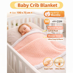 First Kick Premium Flannel Sherpa Baby Blanket (100 × 75 cm, 0–12 Months)