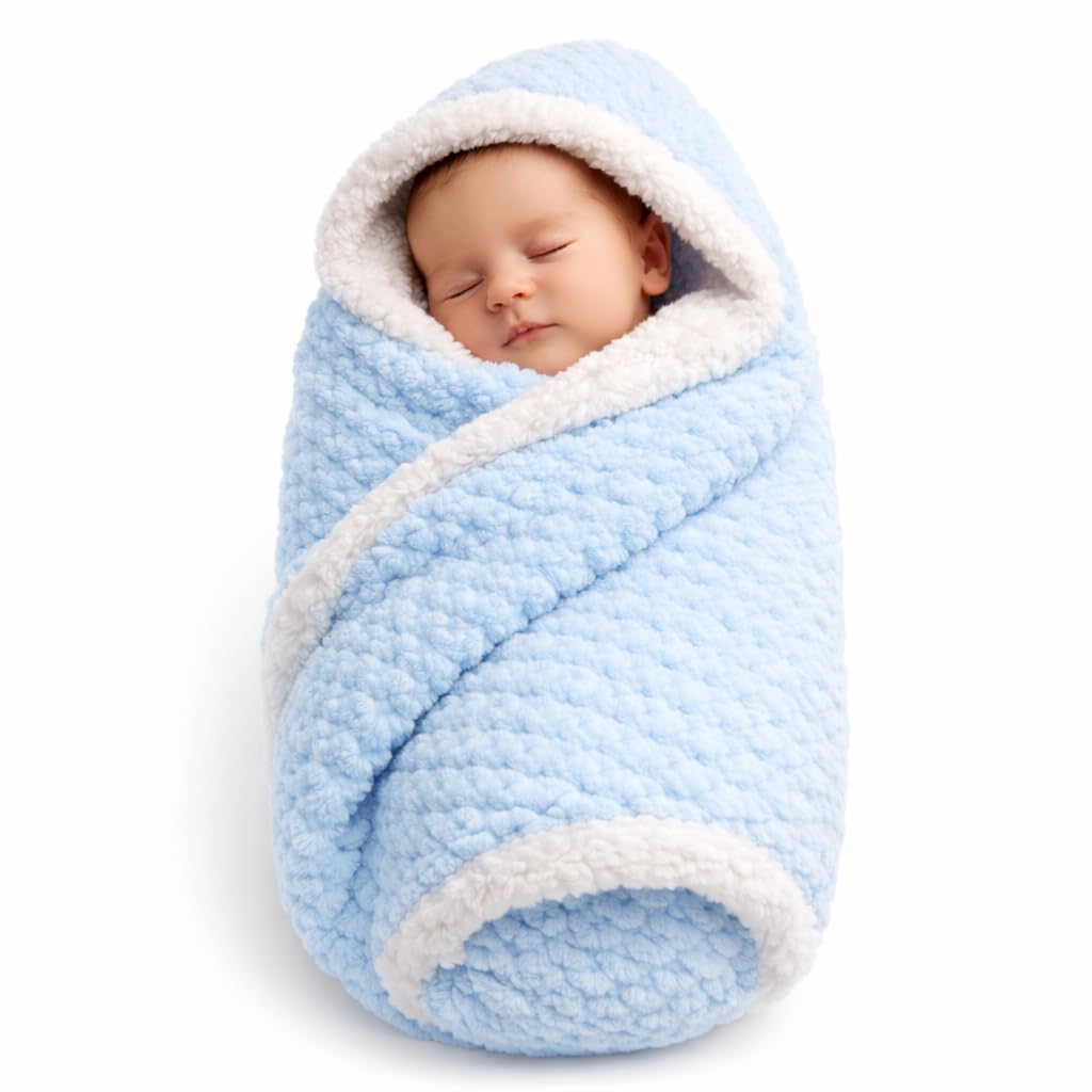 First Kick Premium Flannel Sherpa Baby Blanket (100 × 75 cm, 0–12 Months)
