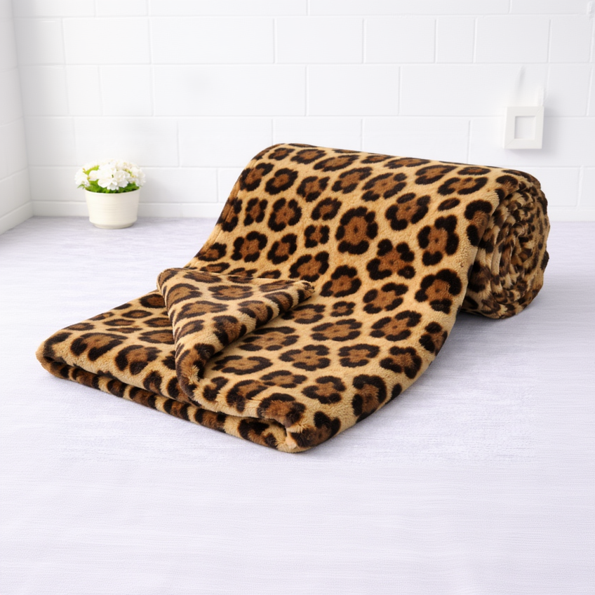BRANDONN New born Baby Blanket Gift Pack of Crib Swaddle Sheet Wrapper Puppies & leopard Prints Pack of 1 Pc, (0 - 12 Months)