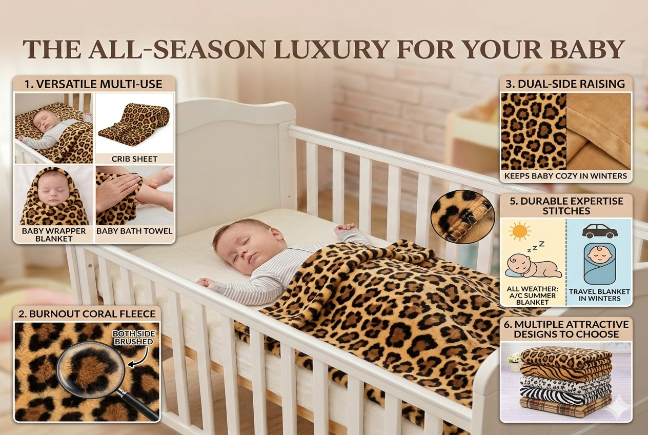 BRANDONN Baby Blanket | 100x75 cm Swaddle Wrap (0–12 Months)