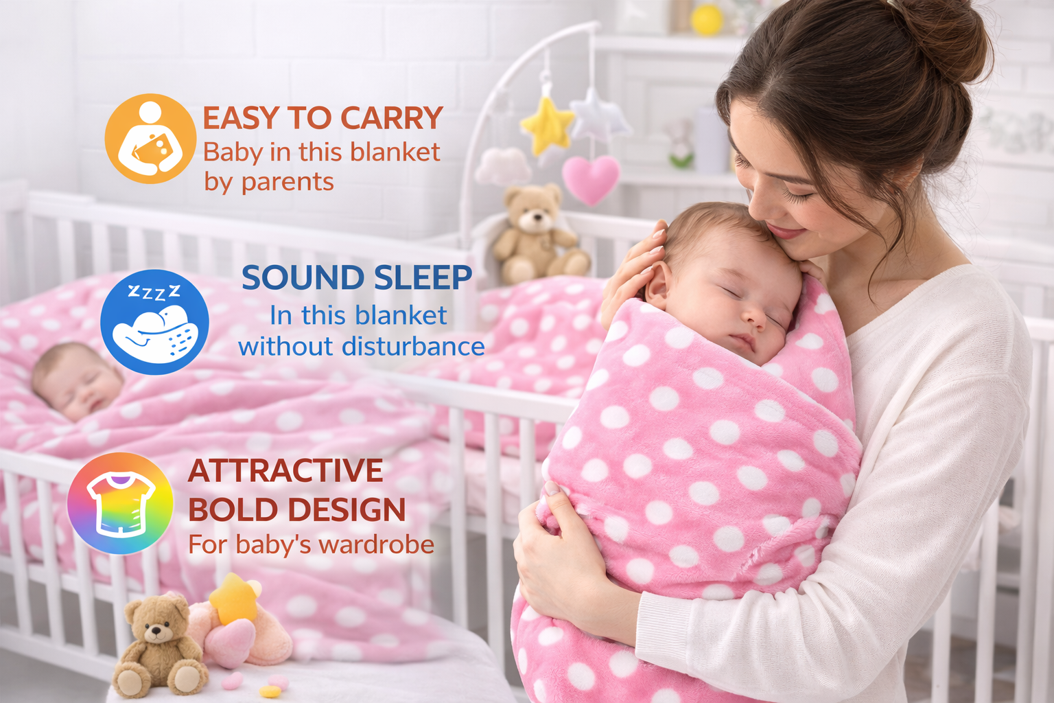 BRANDONN Newborn Baby Blanket | Soft Swaddle Wrapper | 100x75 cm | 0-12 Months