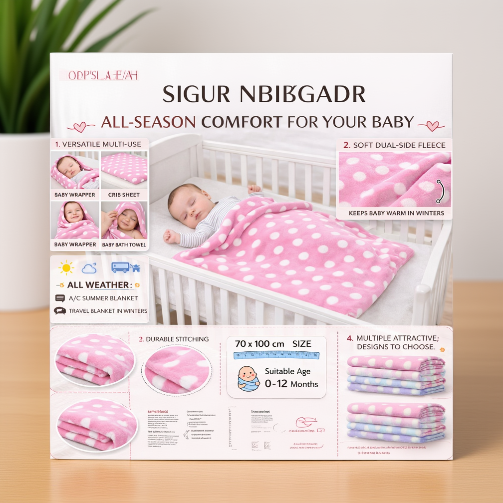 BRANDONN Newborn Baby Swaddle Blanket Gift Pack – Polka Print, 100 x 75 cm (0–12 Months)