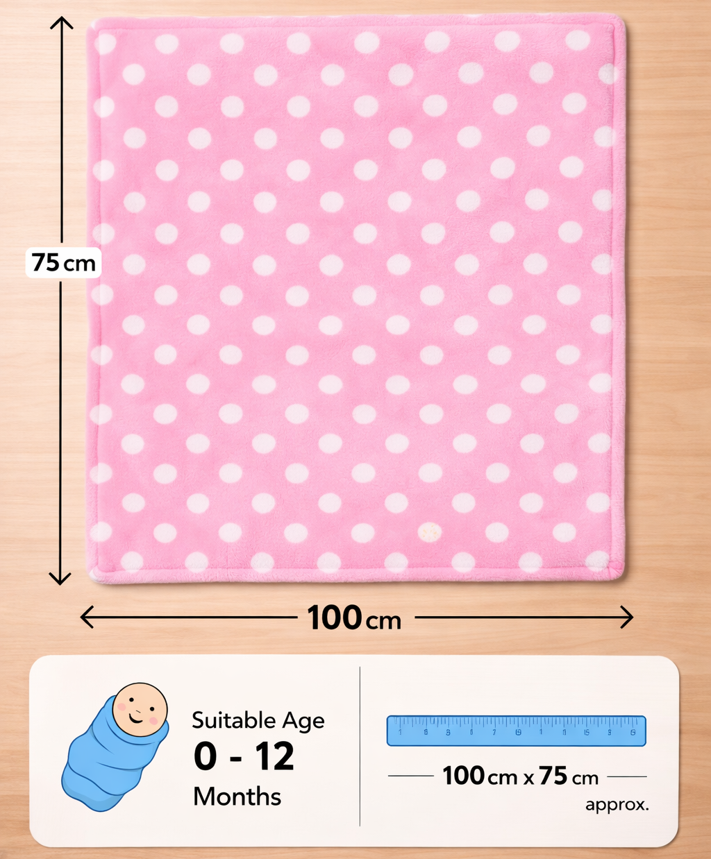 BRANDONN Newborn Baby Blanket | Soft Swaddle Wrapper | 100x75 cm | 0-12 Months