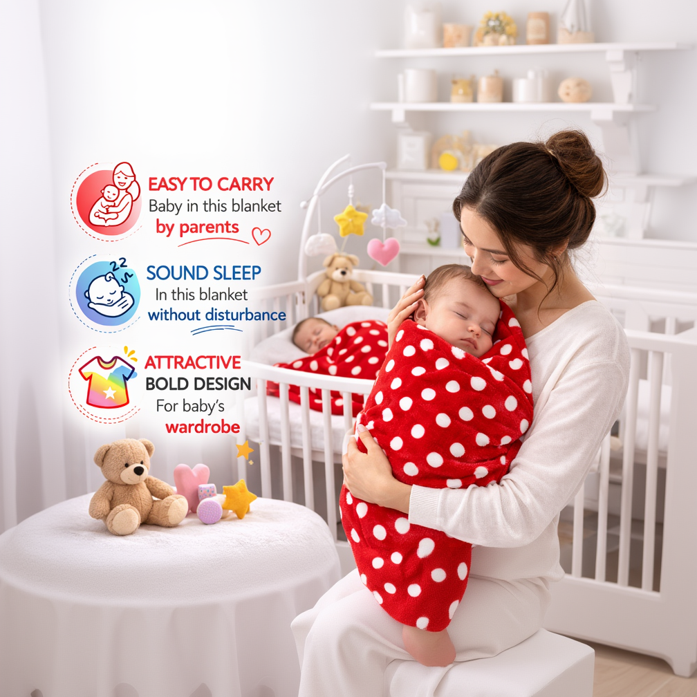 BRANDONN Newborn Baby Swaddle Blanket Gift Pack – Polka Print, 100 x 75 cm (0–12 Months)