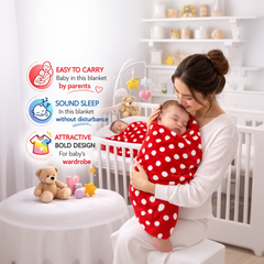 BRANDONN Newborn Baby Swaddle Blanket Gift Pack – Polka Print, 100 x 75 cm (0–12 Months)