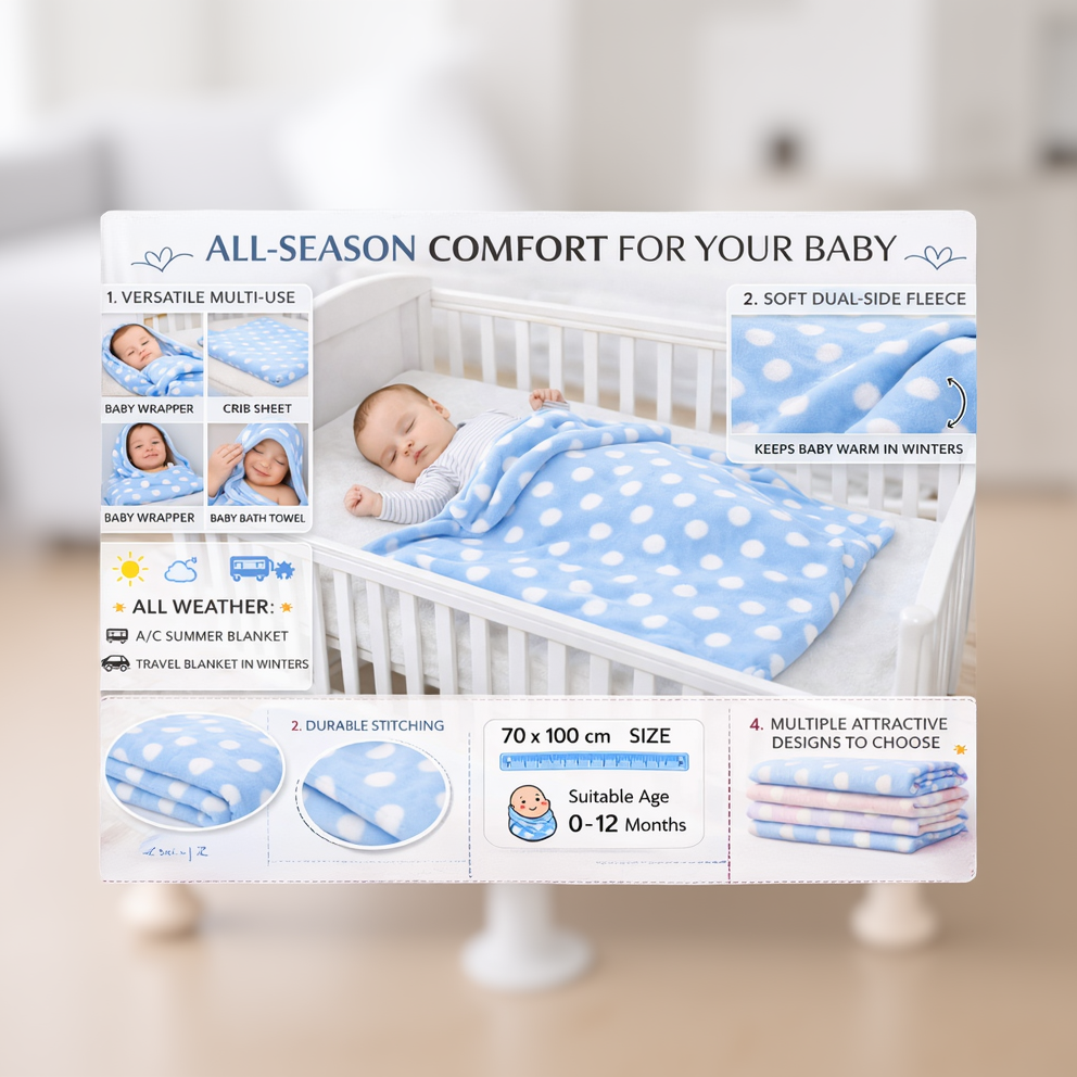 BRANDONN Newborn Baby Swaddle Blanket Gift Pack – Polka Print, 100 x 75 cm (0–12 Months)