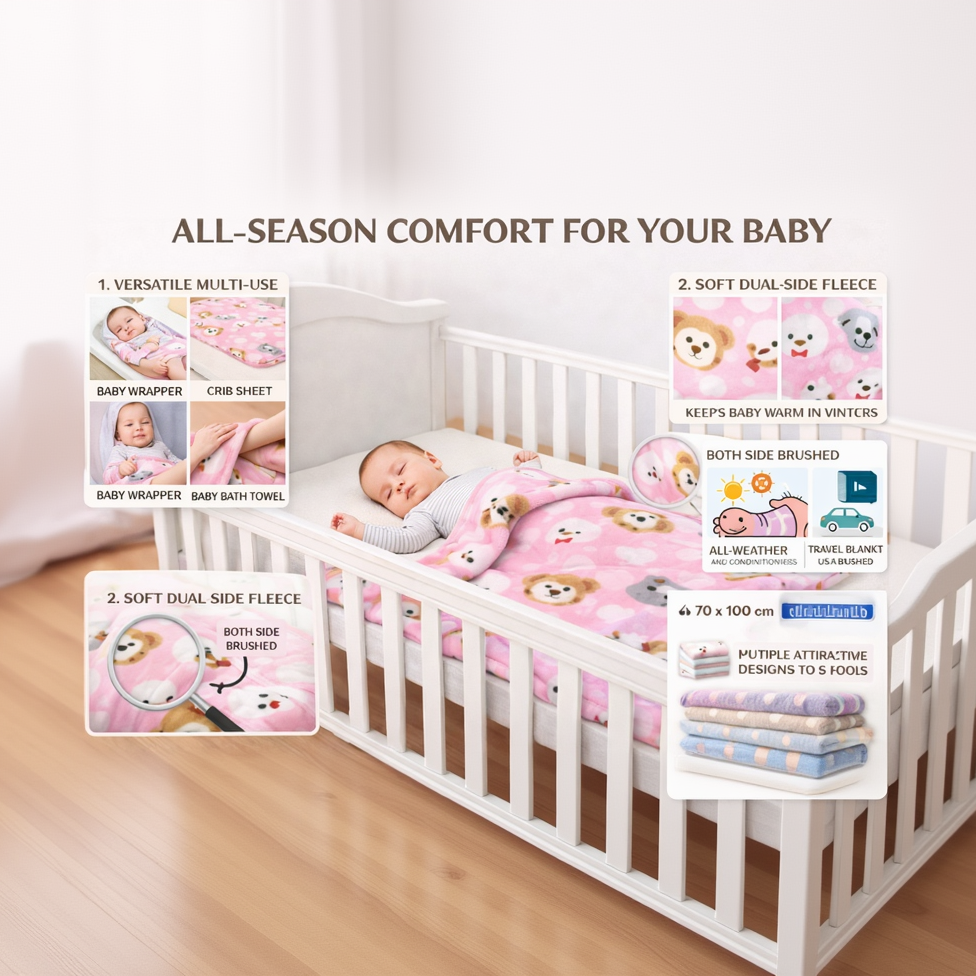BRANDONN New born Baby Blanket Gift Pack of Crib Swaddle Sheet Wrapper Puppies & leopard Prints Pack of 1 Pc, (0 - 12 Months)