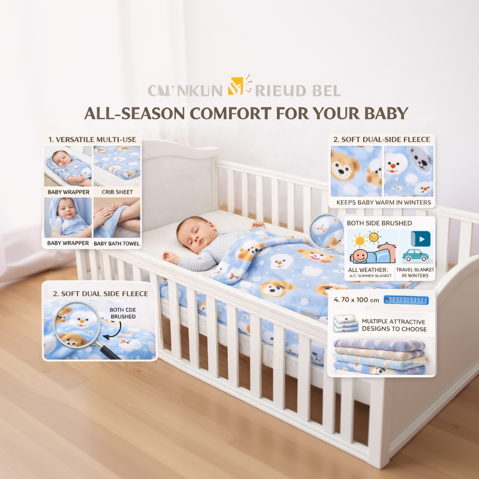 BRANDONN New born Baby Blanket Gift Pack of Crib Swaddle Sheet Wrapper Puppies & leopard Prints Pack of 1 Pc, (0 - 12 Months)