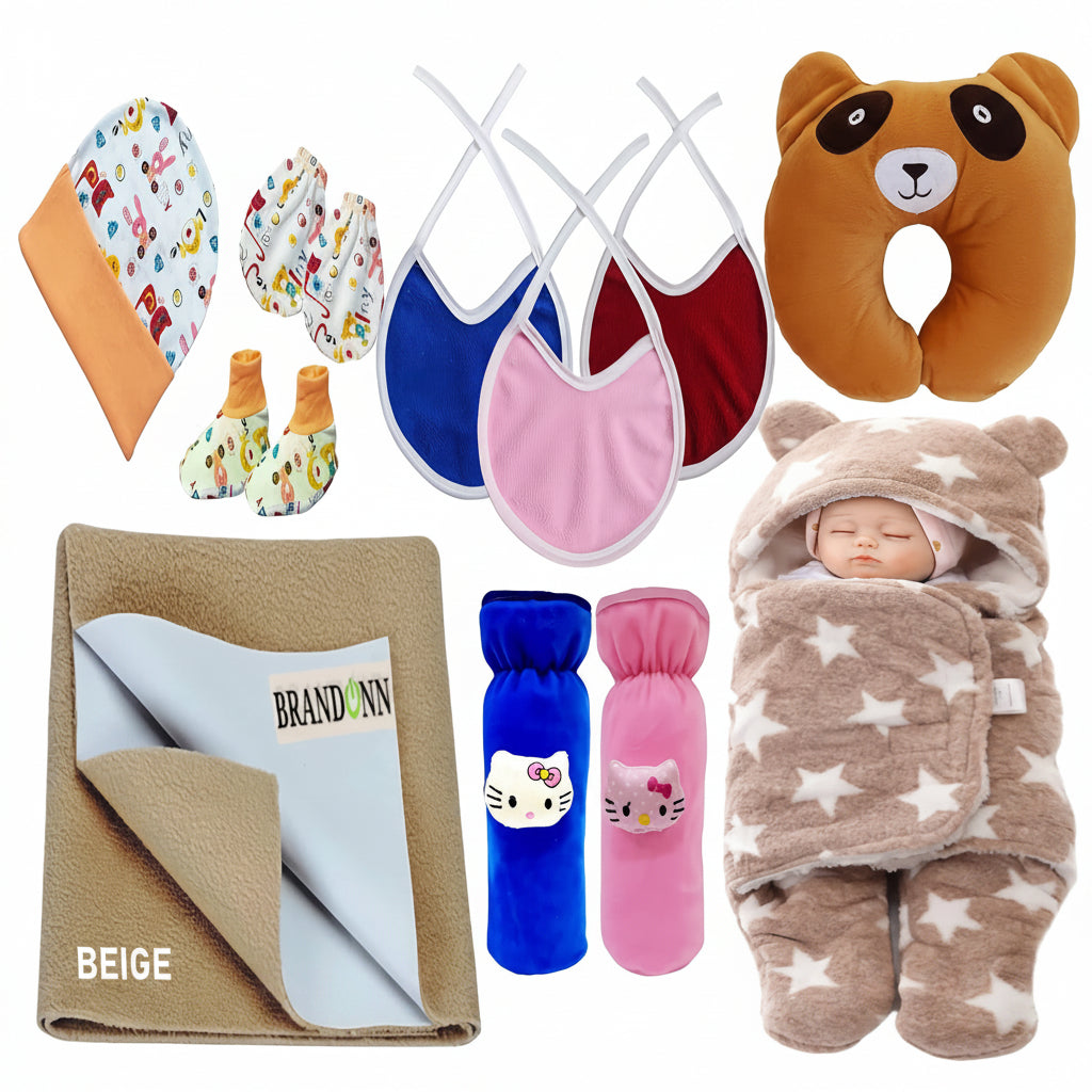 First Kick New Born Baby Gift Set Combo Pack for Baby Boys and Baby Girls Pack of 2 Pcs Blue Dogs
