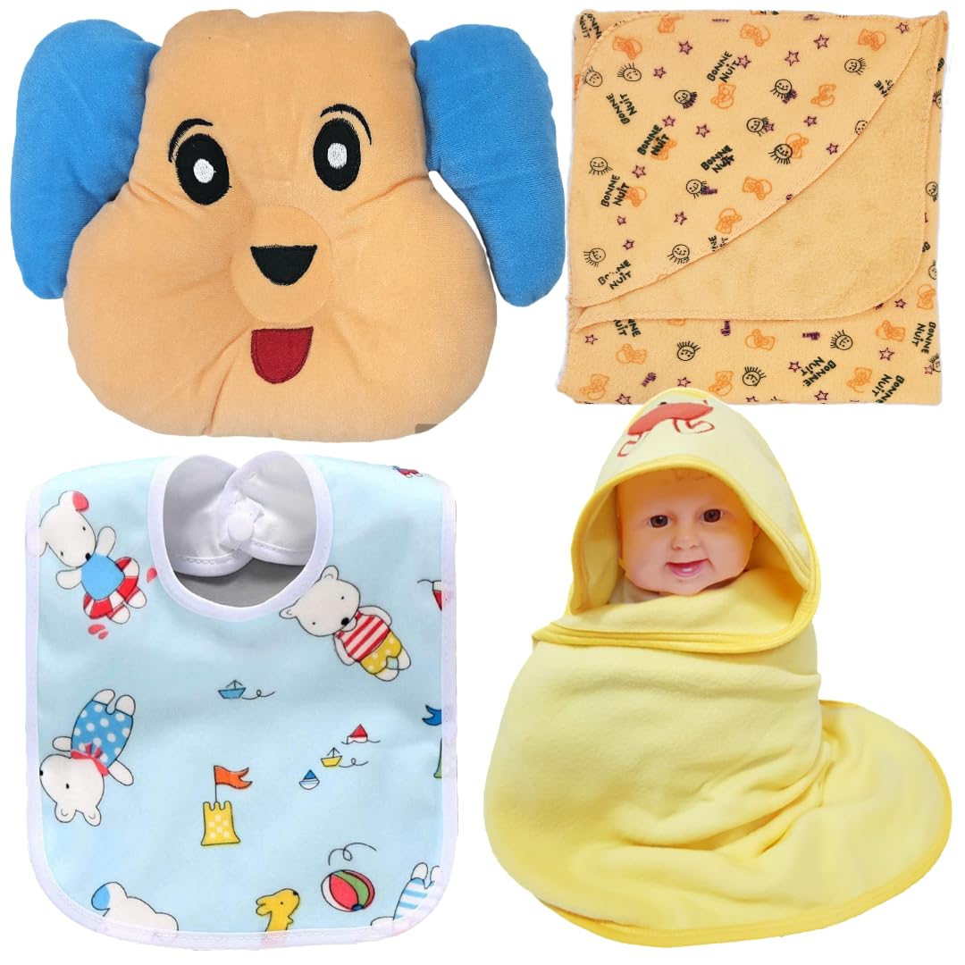 First Kick New Born Baby Gift Set Combo Pack for Baby Boys and Baby Girls Pack of 2 Pcs Blue Dogs
