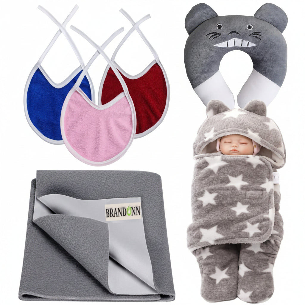 First Kick New Born Baby Gift Set Combo Pack for Baby Boys and Baby Girls Pack of 2 Pcs Blue Dogs