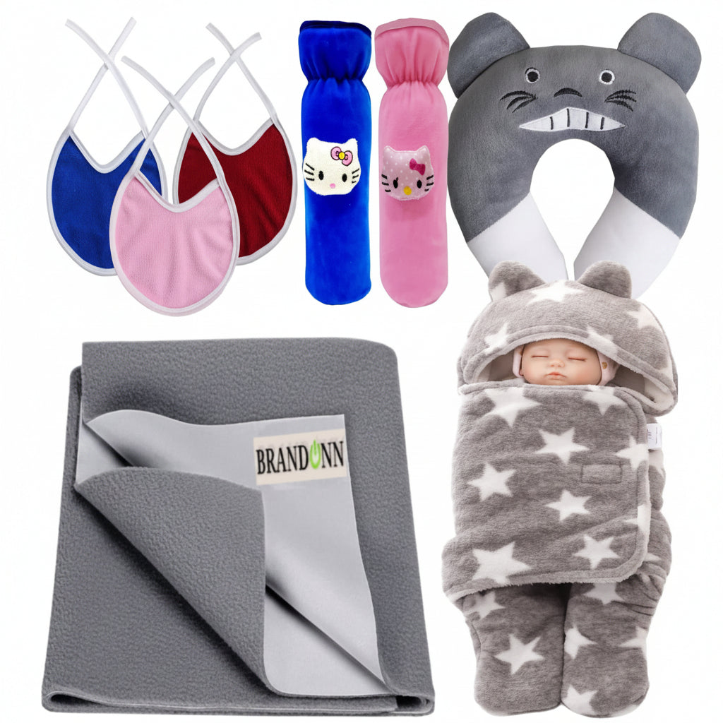 First Kick New Born Baby Gift Set Combo Pack for Baby Boys and Baby Girls Pack of 2 Pcs Blue Dogs