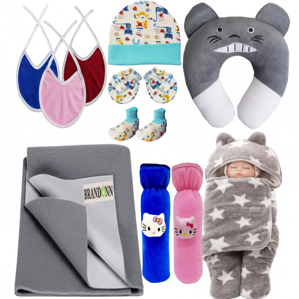 First Kick New Born Baby Gift Set Combo Pack for Baby Boys and Baby Girls Pack of 2 Pcs Blue Dogs