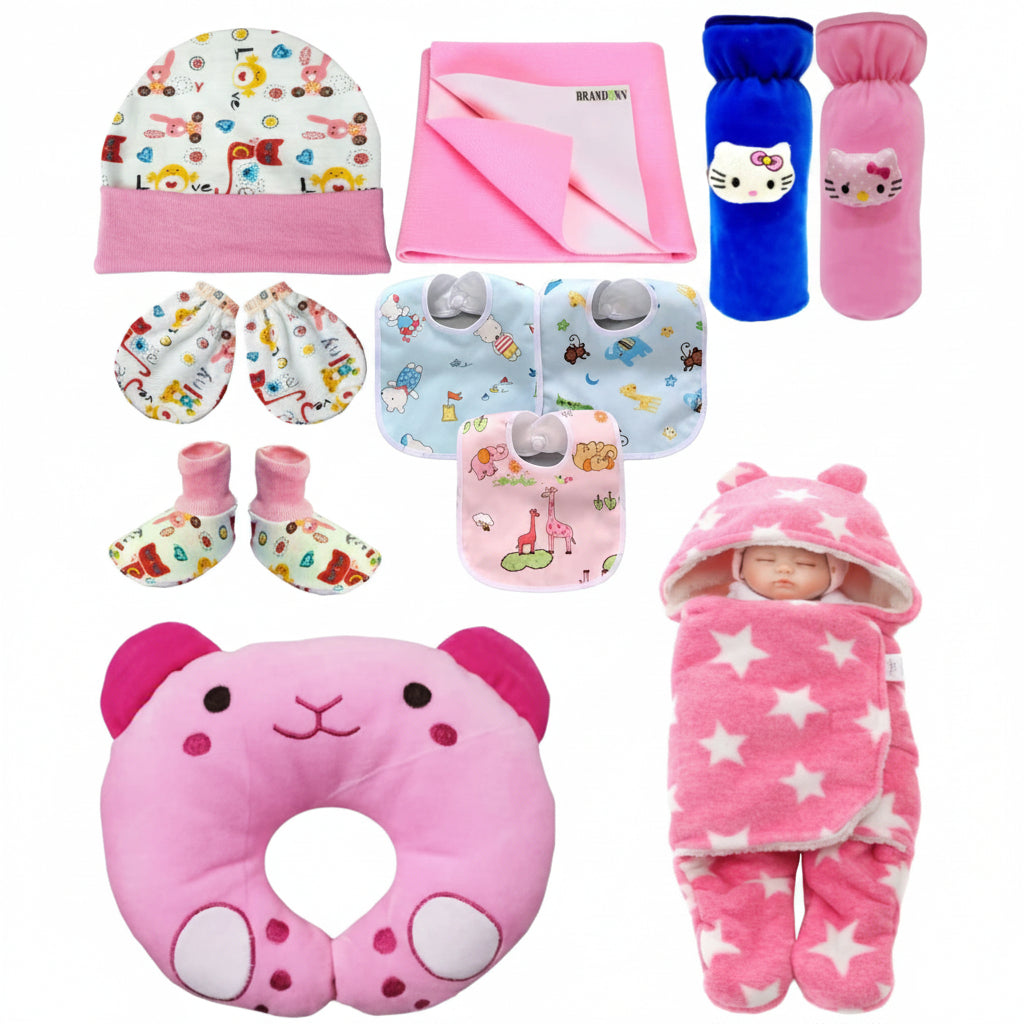 First Kick New Born Baby Gift Set Combo Pack for Baby Boys and Baby Girls Pack of 2 Pcs Blue Dogs
