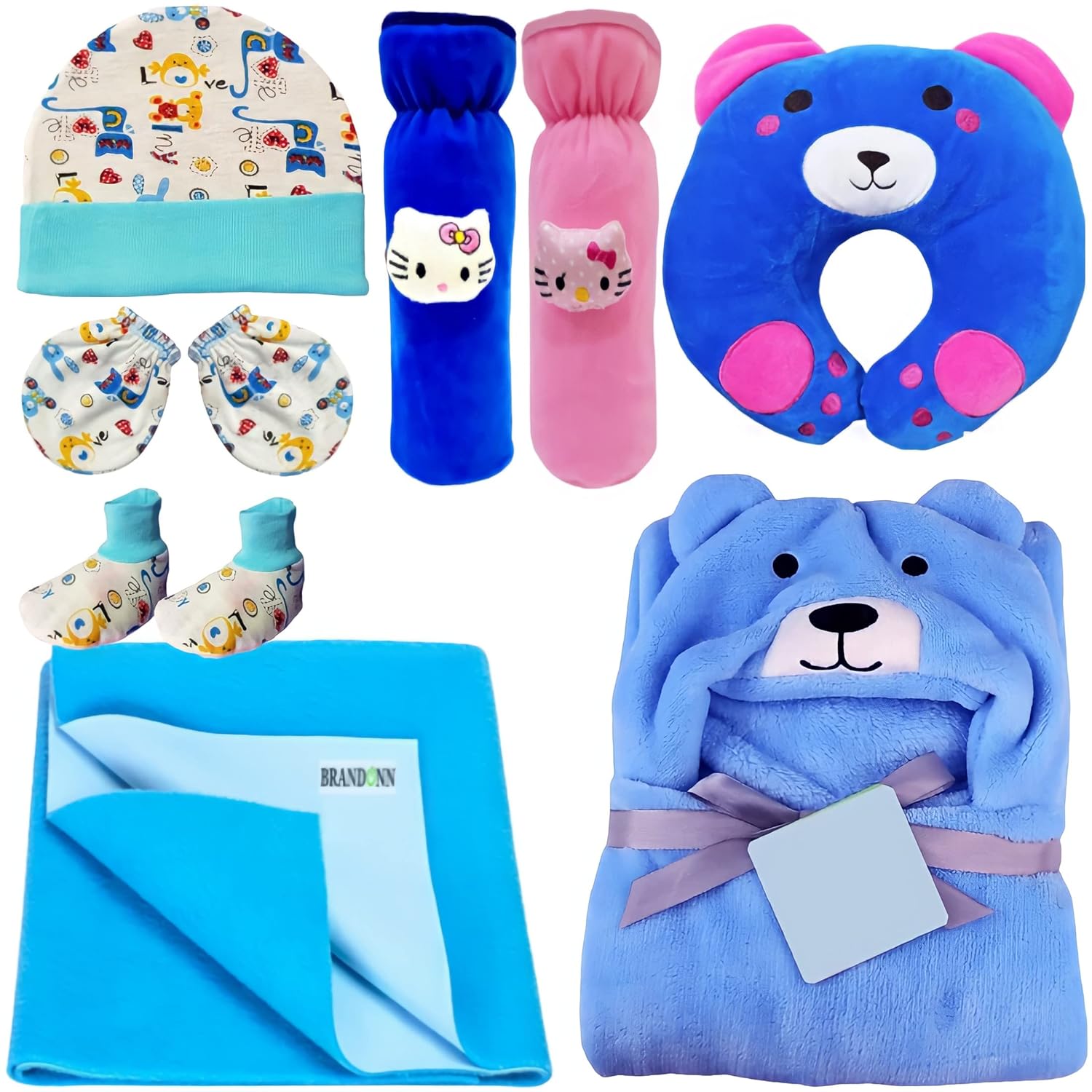 First Kick New Born Baby Gift Set Combo Pack for Baby Boys and Baby Girls Pack of 2 Pcs Blue Dogs