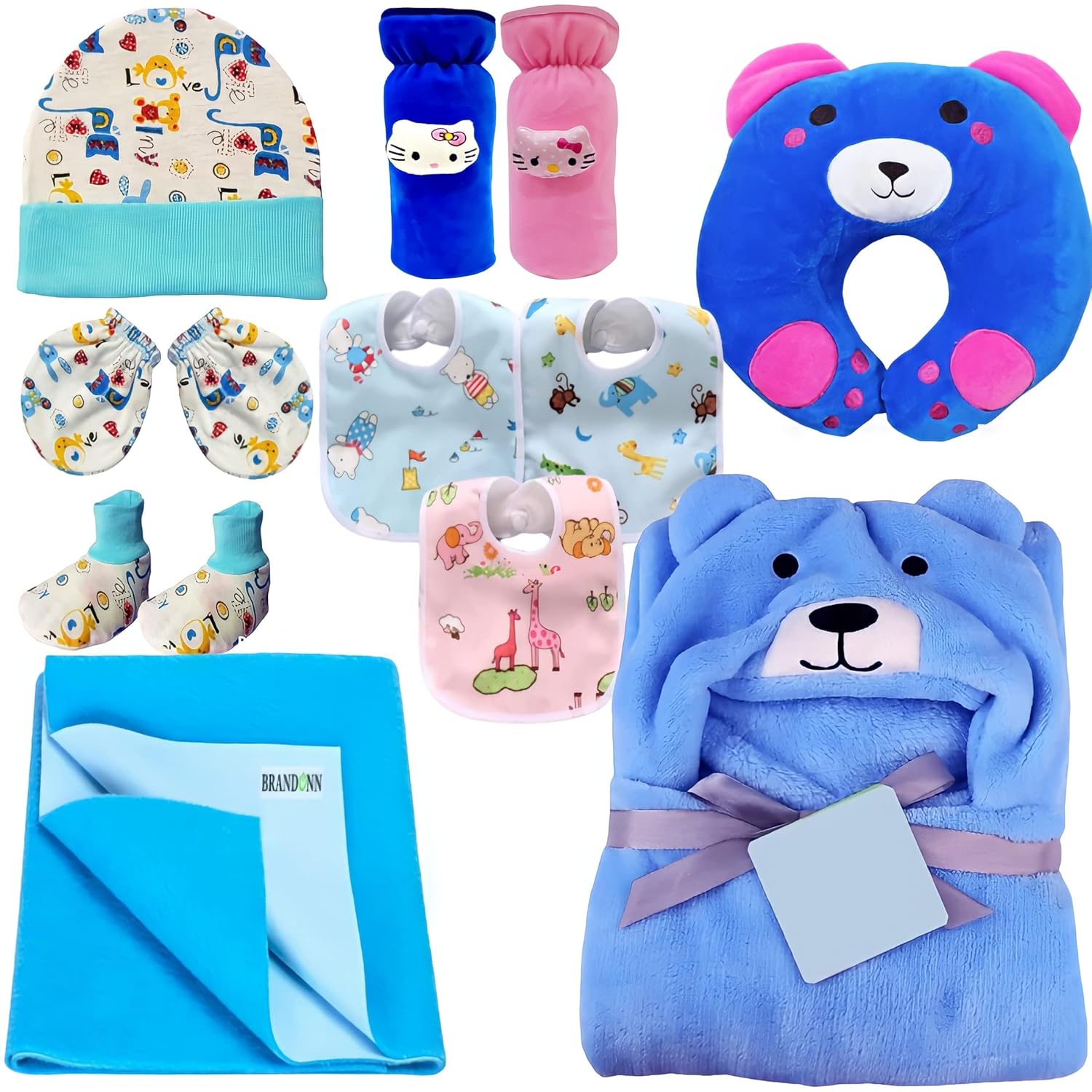 First Kick New Born Baby Gift Set Combo Pack for Baby Boys and Baby Girls Pack of 2 Pcs Blue Dogs