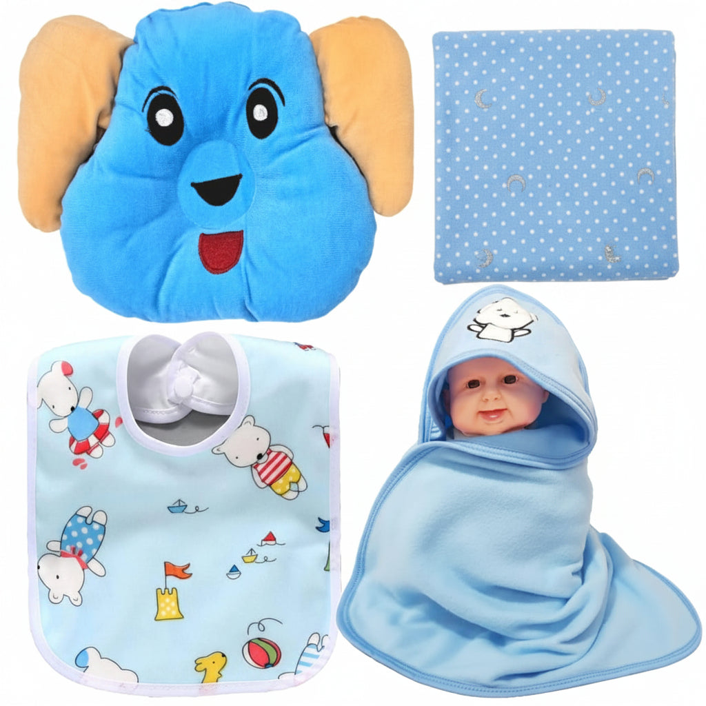 First Kick New Born Baby Gift Set Combo Pack for Baby Boys and Baby Girls Pack of 2 Pcs Blue Dogs