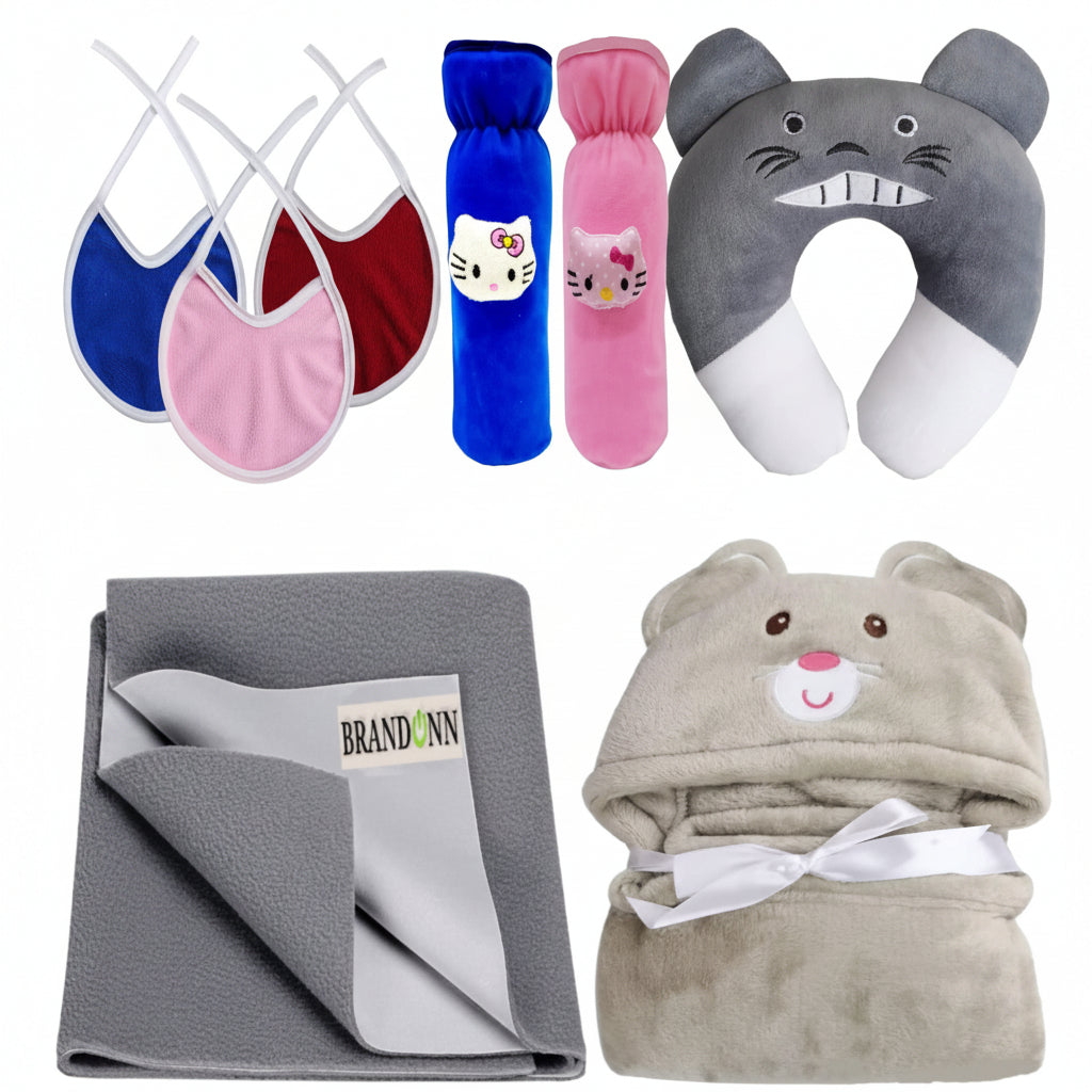 First Kick New Born Baby Gift Set Combo Pack for Baby Boys and Baby Girls Pack of 2 Pcs Blue Dogs