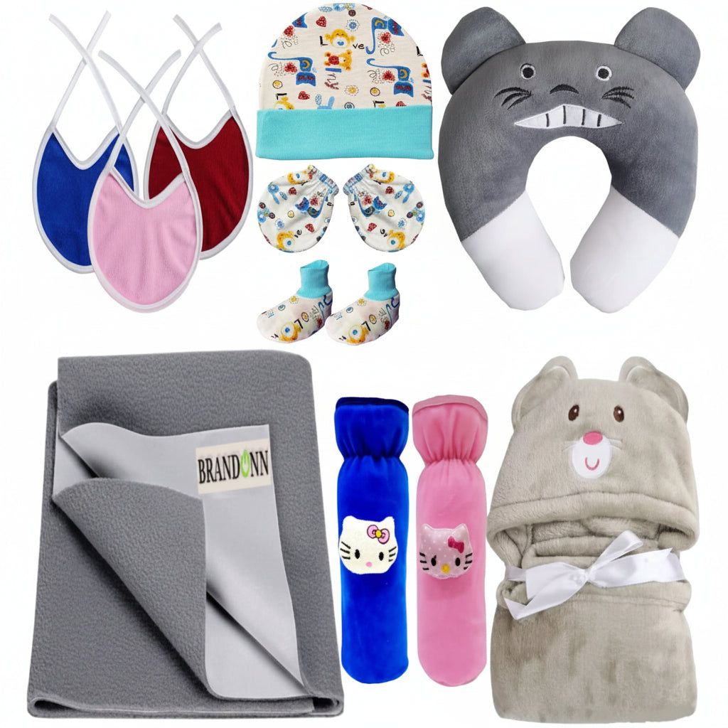 First Kick New Born Baby Gift Set Combo Pack for Baby Boys and Baby Girls Pack of 2 Pcs Blue Dogs