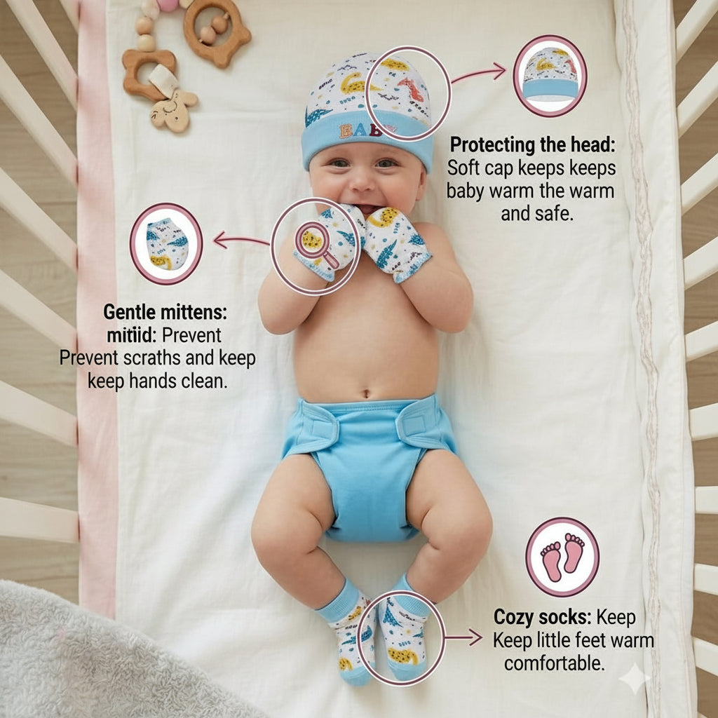 First Kick New Born Baby Gift Set Combo Pack for Baby Boys and Baby Girls Pack of 2 Pcs Blue Dogs