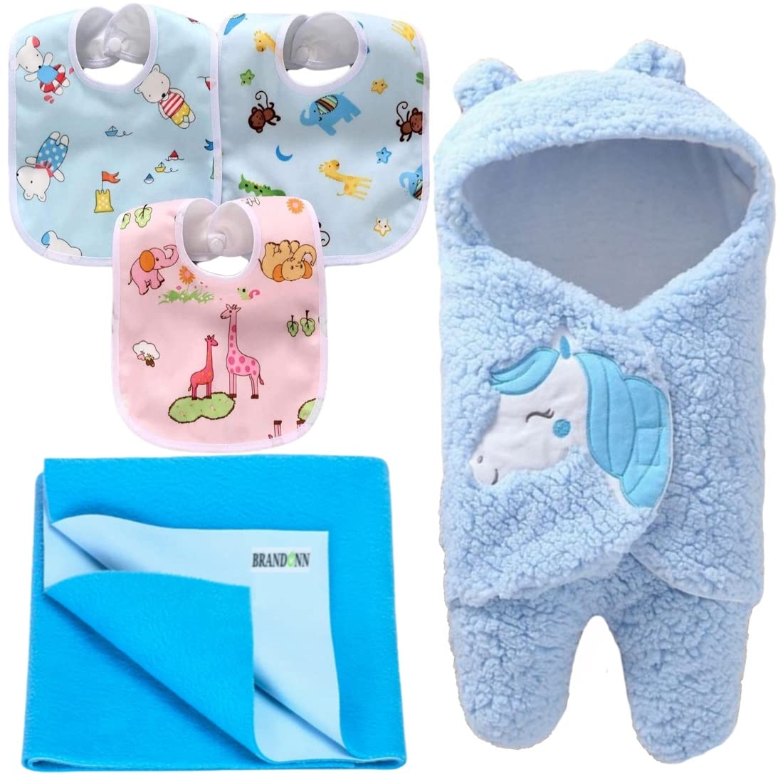 First Kick New Born Baby Gift Set Combo Pack for Baby Boys and Baby Girls Pack of 2 Pcs Blue Dogs
