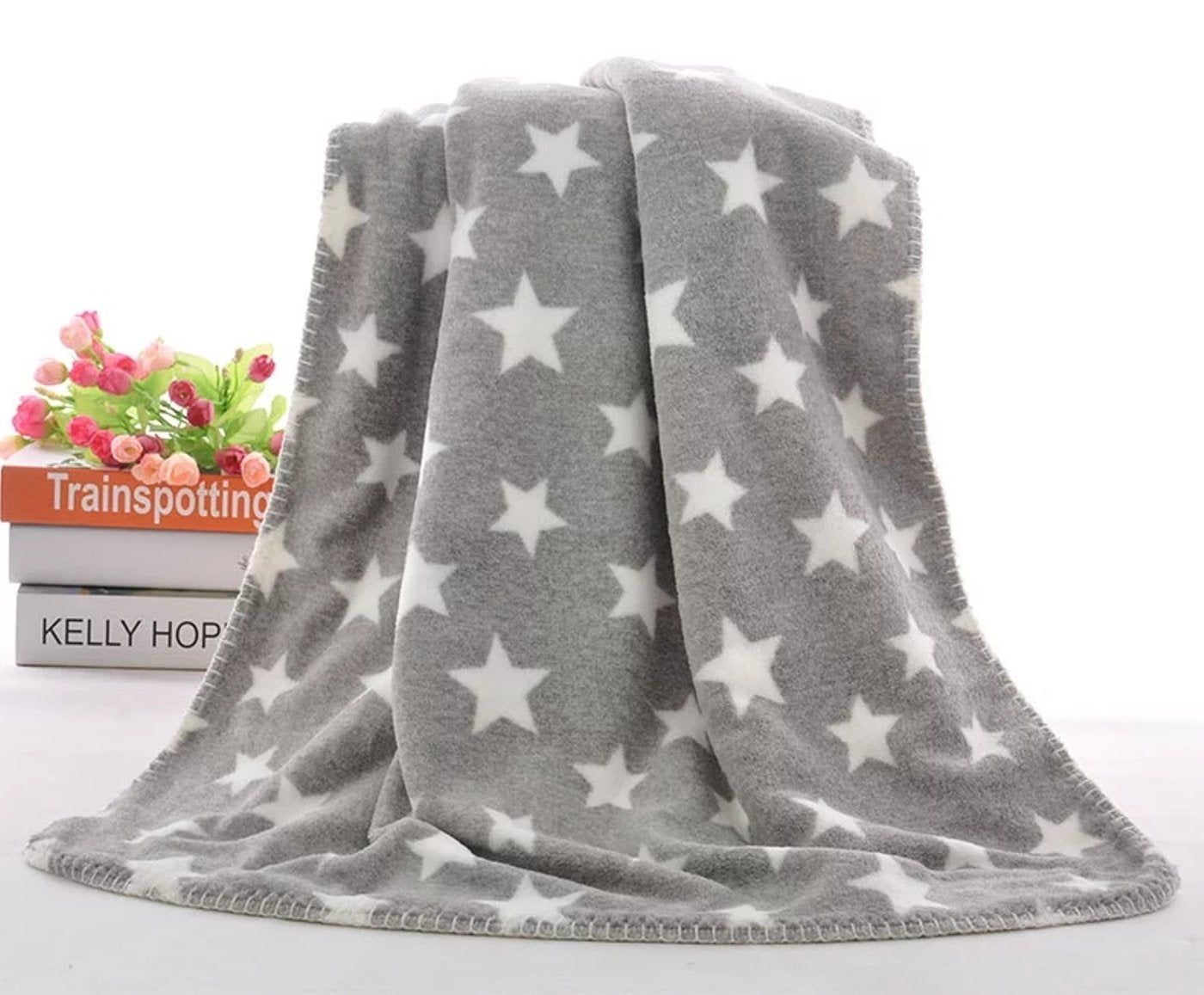 Brandonn Newborn Grey Star Polka Wrapping Sheet Cum Baby Blanket for Babies