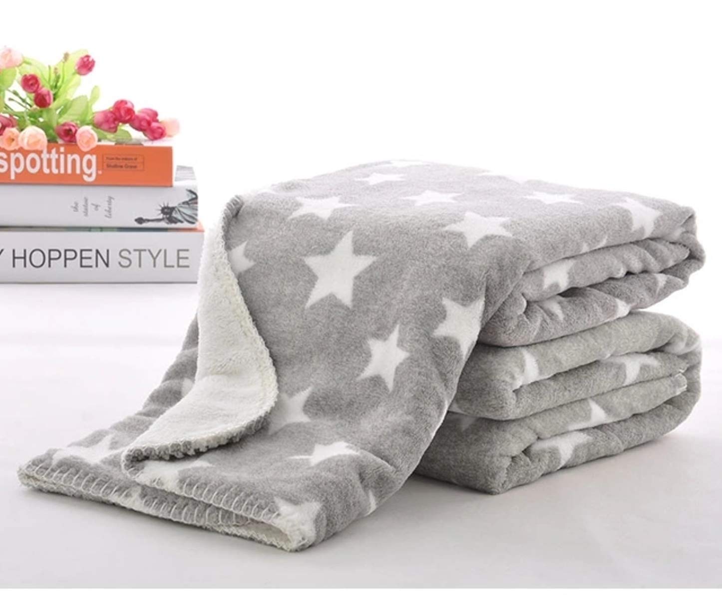 Brandonn Newborn Grey Star Polka Wrapping Sheet Cum Baby Blanket for Babies