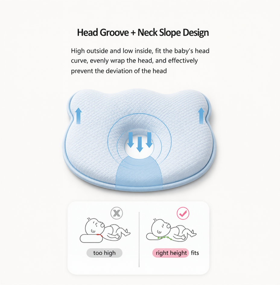 BRANDONN Baby Memory foam Apple Shaped Neck Support Pillow for Head