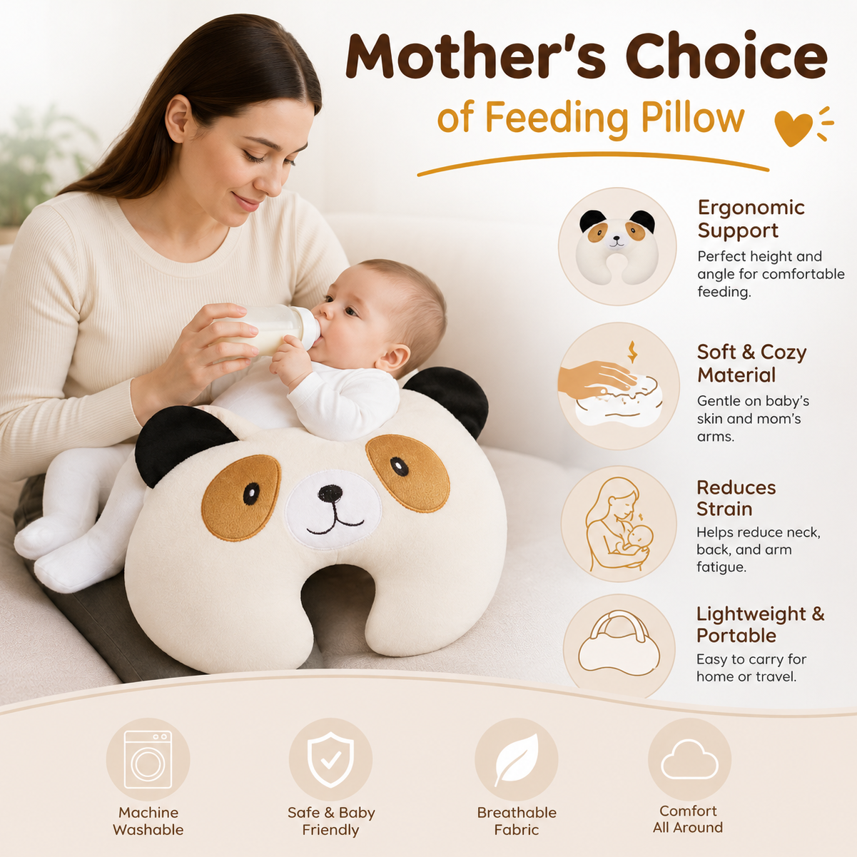 BRANDONN Baby U-Shaped Neck Support & Feeding Pillow