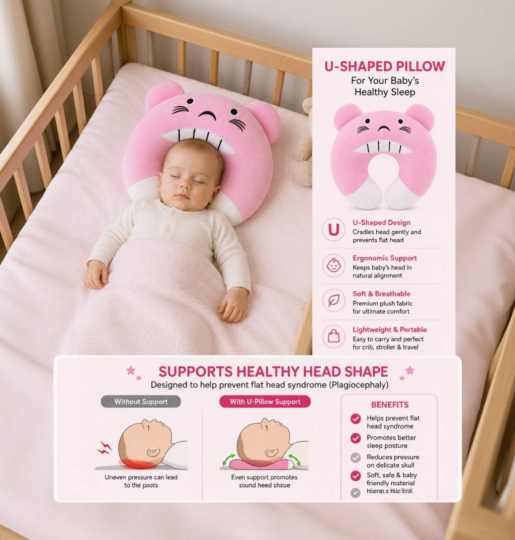 BRANDONN Baby U-Shaped Neck Support & Feeding Pillow