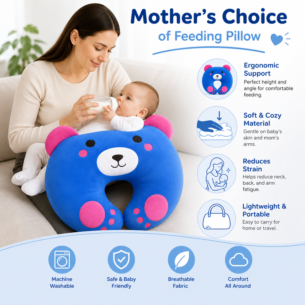 BRANDONN Baby U-Shaped Neck Support & Feeding Pillow