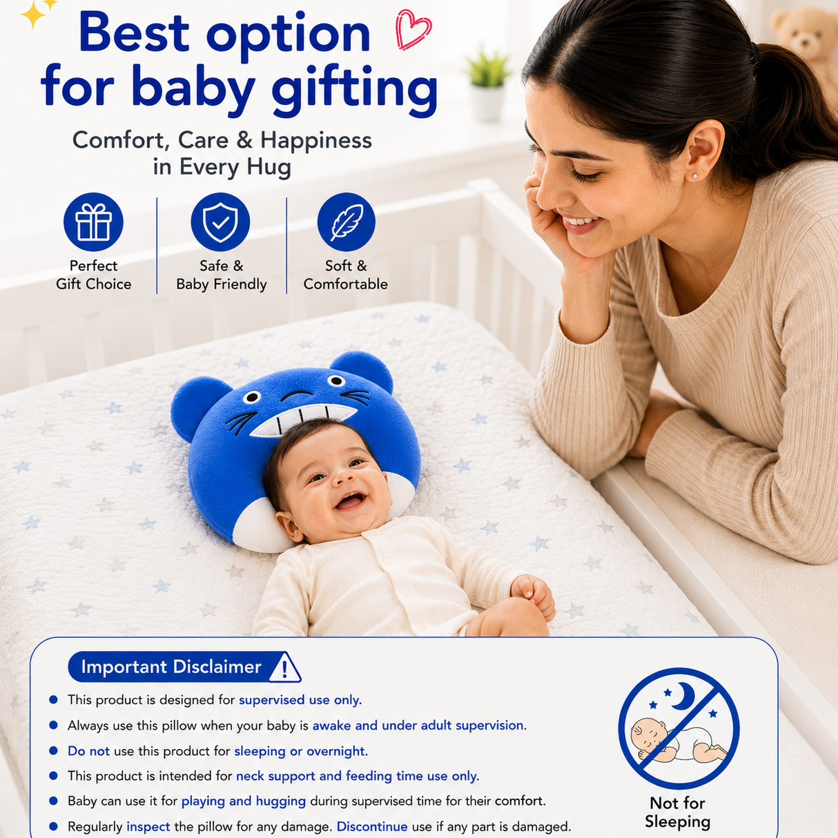 BRANDONN Baby U-Shaped Neck Support & Feeding Pillow