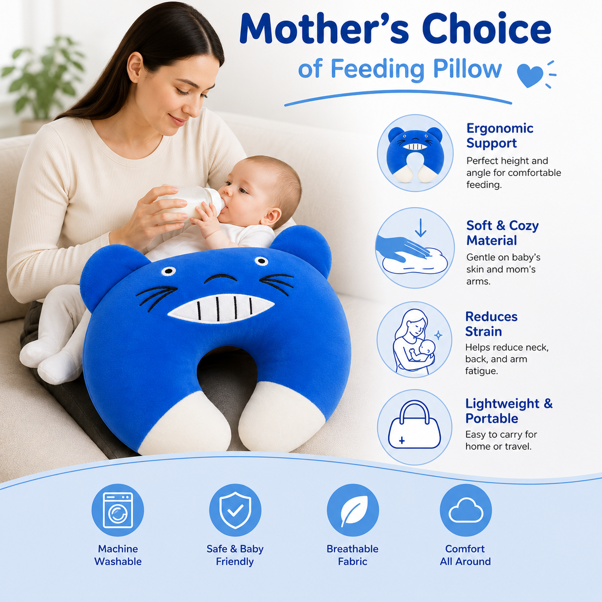 BRANDONN Baby U-Shaped Neck Support & Feeding Pillow