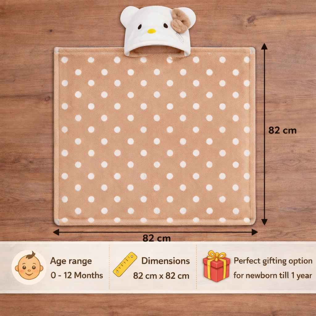 BRANDONN Newborn Polka Dot Ultra-Soft Hooded Baby Bath Towel & Bath Gown