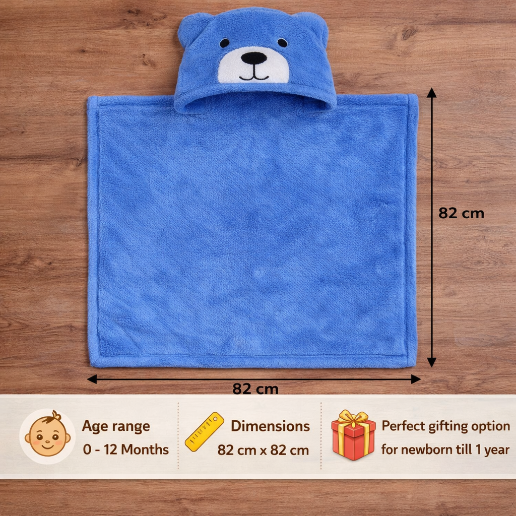 BRANDONN Newborn Hooded Baby Swaddle Blanket – Crib Wrapper (82 x 82 cm, 0–12 Months, 1 Pc)